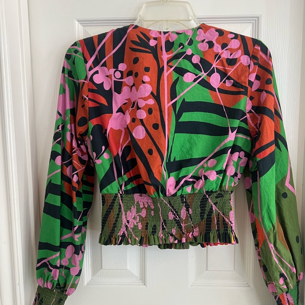 Anthropologie Roopa Pemmaraju multi color Faux wrap blouse Small - Picture 3 of 12